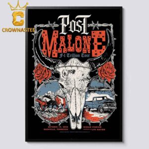 Post Malone Nashville Tennessee 2024 Nissan Stadium F1 Trillion Tour On October 19th Home Decor Poster Canvas