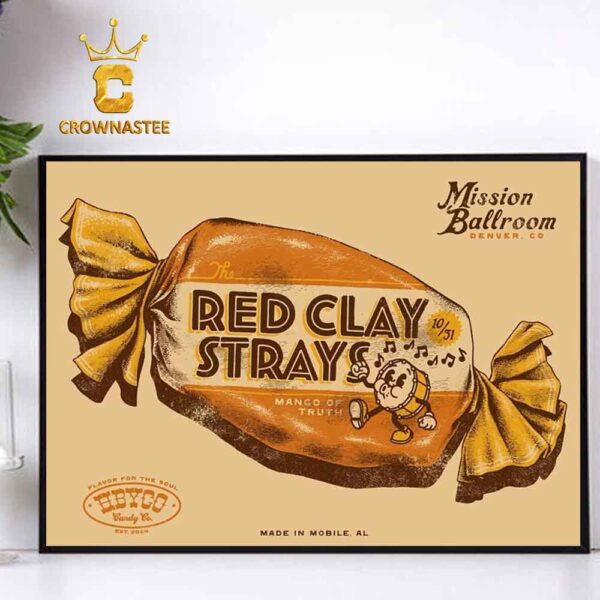 Red Clay Strays Denver CO Halloween 2024 Mission Ballroom On October 31th Yellow Version Home Decor Poster Canvas