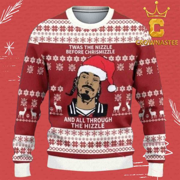 Snoop Dogg Twas The Nizzle Before Chrismizzle And All Through The Hizzle Christmas Holiday Ugly Sweater