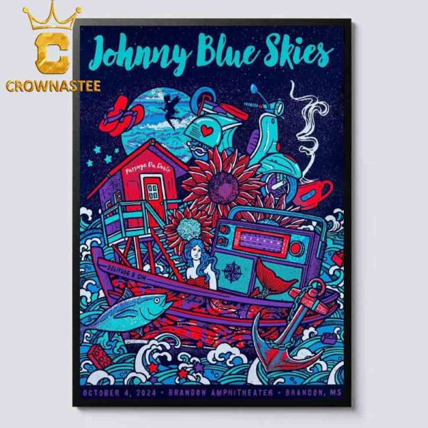 Sturgill Simpson AKA Johnny Blue Skies Brandon MS 2024 Brandon Amphtheater On October 4th Home Decor Poster Canvas