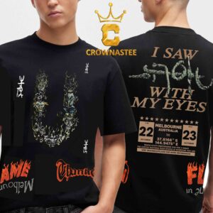 Travis Scott Melbourne Australia 2024 Marvel Stadium I Saw Utopia With My Eyes Utopia Circus Maximus Tour Two Sided T-Shirt