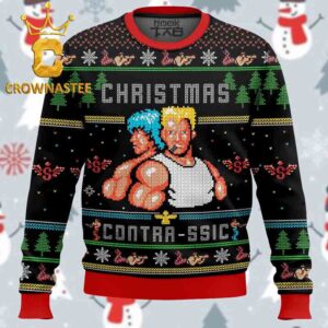 80s Arcade Game Contra Christmas Holiday Gift Ugly Sweater