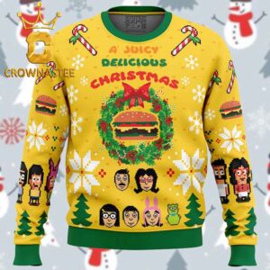 A Juicy Delicious Christmas Bob’s Burgers Christmas Holiday Gift Ugly Sweater