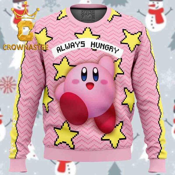 Always Hungry Kirby Christmas Holiday Gift Ugly Sweater