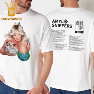 Amyl And The Sniffers Cartoon Darkness 2025 Tour Dates Schedule Two Sided T-Shirt