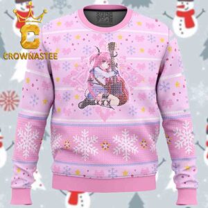 Angel Beats Yui Loves Guitar Christmas Holiday Gift Ugly Sweater