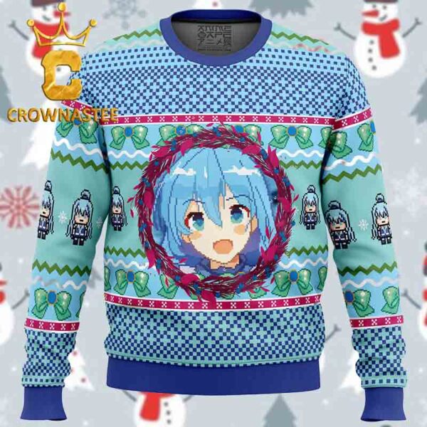 Aqua KonoSuba Christmas Holiday Gift Ugly Sweater