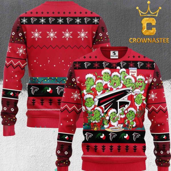 Atlanta Falcons NFL 12 Grinch Christmas Holiday Ugly Sweater