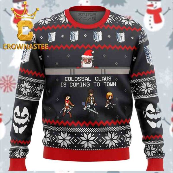 Attack on Titan Colossal Claus Is Coming To Town Ugly Christmas Sweater