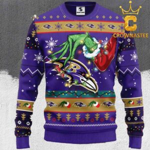 Baltimore Ravens NFL Grinch Christmas Holiday Ugly Sweater