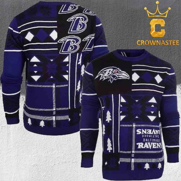 Baltimore Ravens Xmas NFL Football Christmas Holiday Ugly Sweater