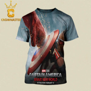 Captain America Brave New World Marvel Studios In Theaters February 14th 2025 All Over Print T-Shirt