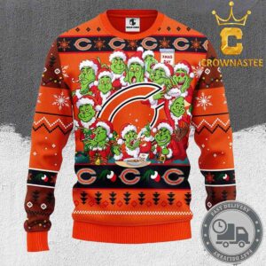 Chicago Bears NFL 12 Grinch Christmas Holiday Ugly Sweater