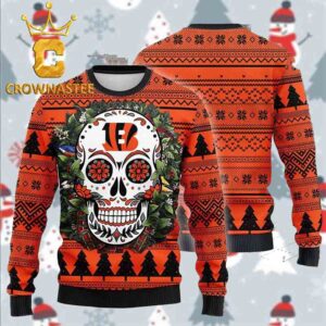 Cincinnati Bengals NFL Football Sugar Skull Christmas Holiday Gift Ugly Sweater