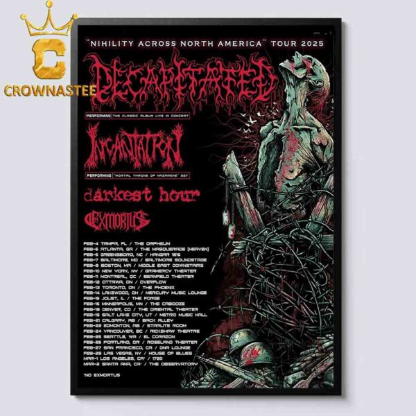 Decapitated Band Nihility Across North America 2025 Tour Dates Schedule Home Decor Poster Canvas