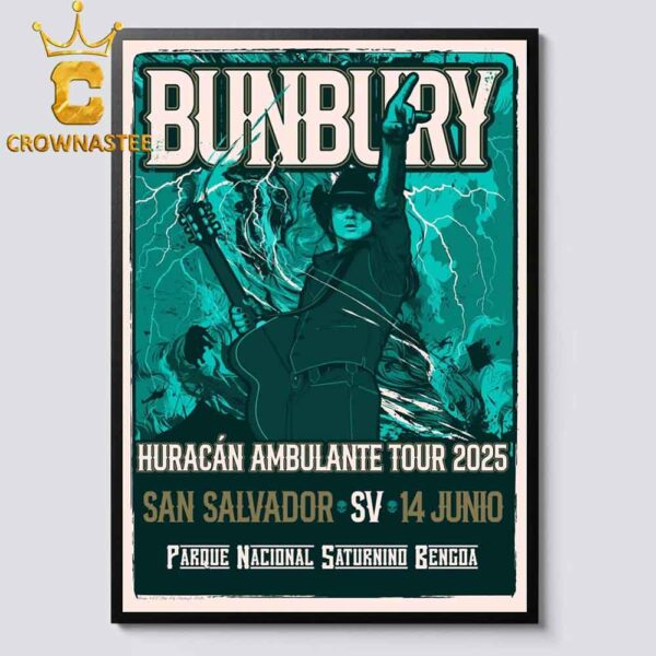 Enrique Bunbury San Salvador SV 2025 14 Junio Huracan Ambulante Tour Home Decor Poster Canvas