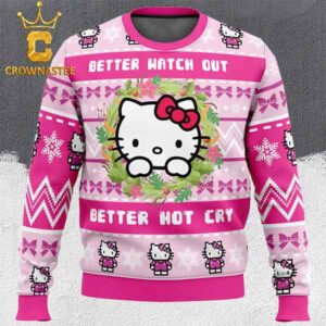 Hello Kitty Better Watch Out Better Not Cry Christmas Holiday Ugly Sweater