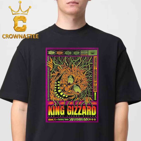 King Gizzard And The Lizard Wizard Miami FL Factory Town On November 21st 2024 Classic T-Shirt Sweater Hoodie