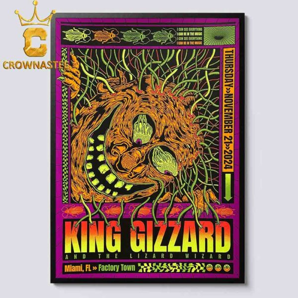 King Gizzard And The Lizard Wizard Miami FL Factory Town On November 21st 2024 Home Decor Poster Canvas