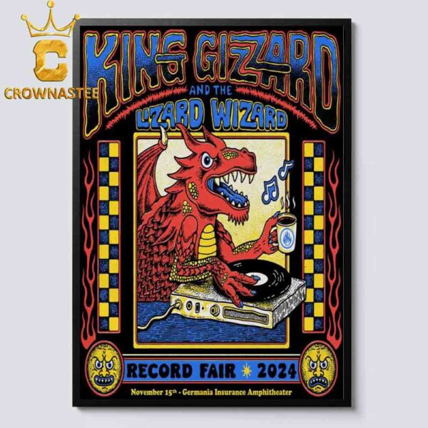 King Gizzard And The Lizard Wizard Record Fair Austin TX 2024 Germania Insurance Amphitheater On November 15th Home Decor Poster Canvas