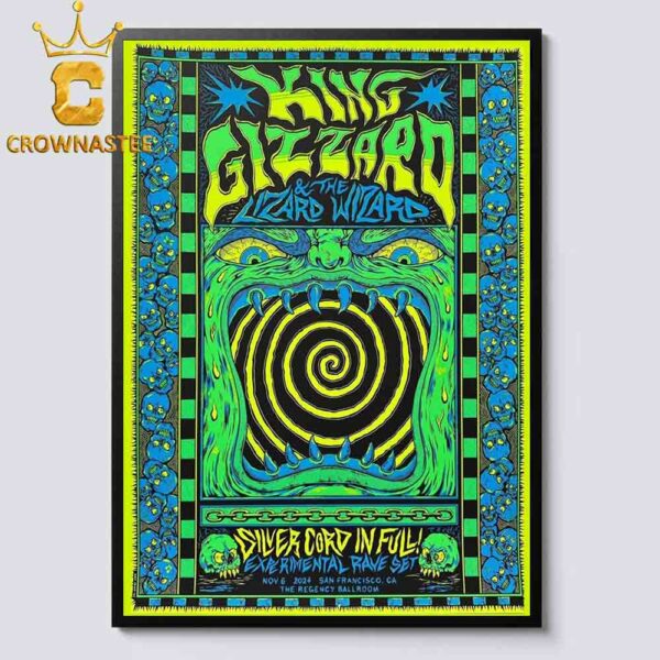 King Gizzard And The Lizard Wizard San Francisco CA 2024 The Regency Ballroom On November 6th Home Decor Poster Canvas