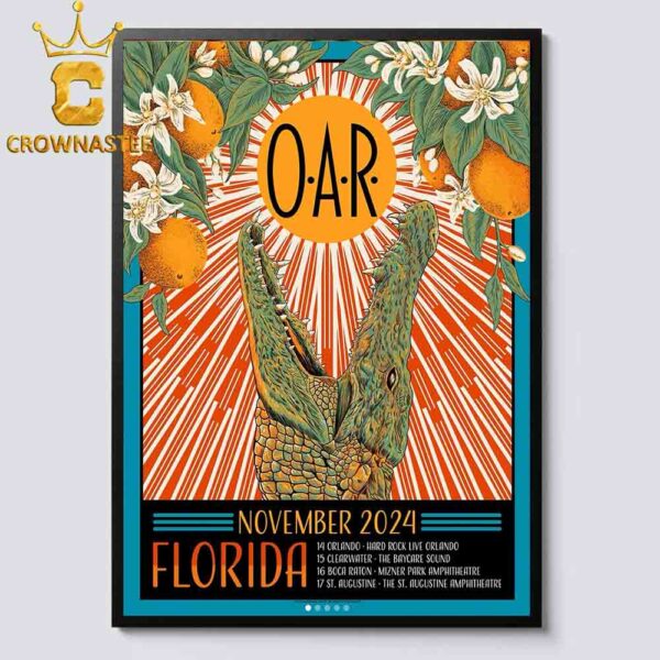 OAR Band Florida Tour November 2024 Home Decor Poster Canvas