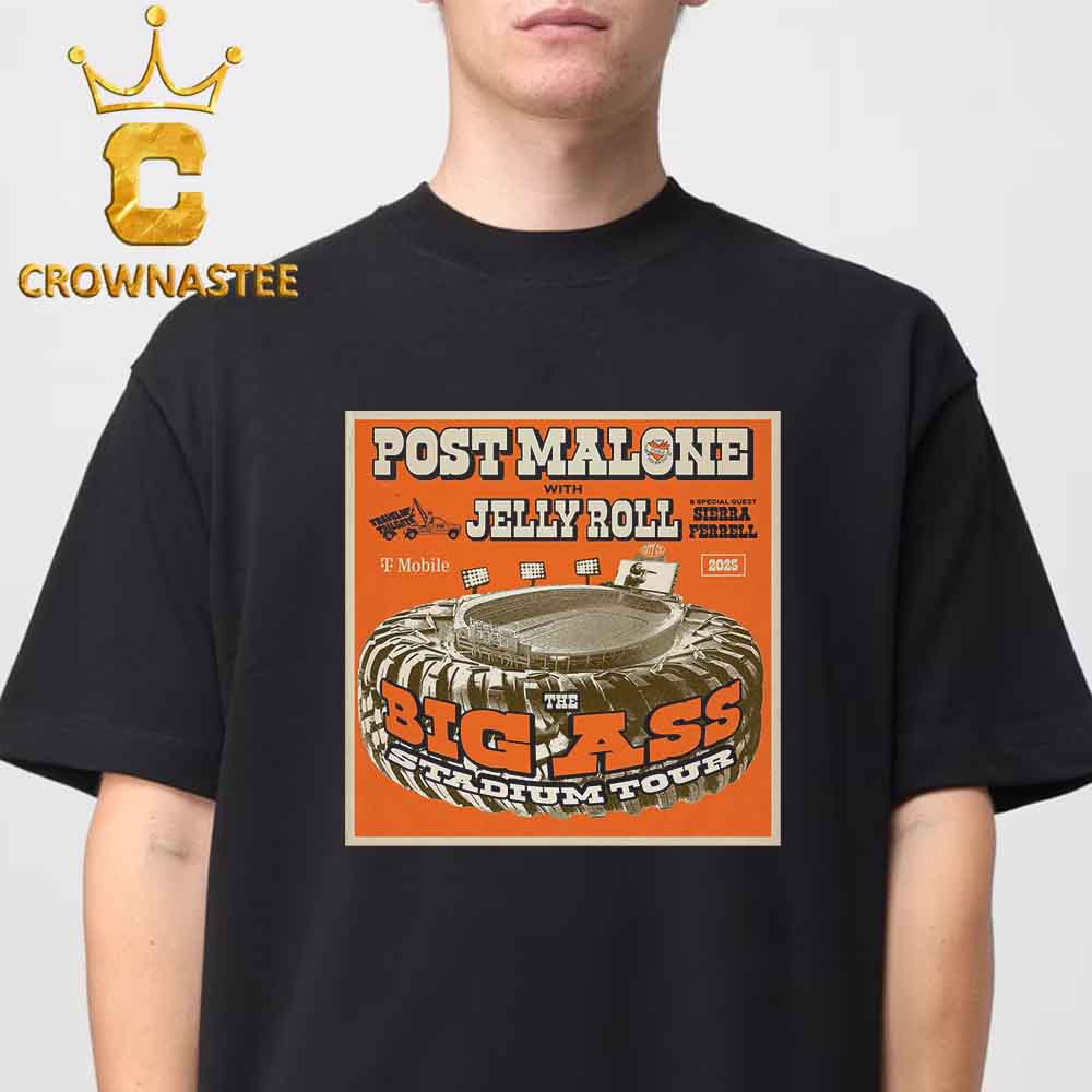 Post Malone Big Ass Stadium Tour 2025 Photo Art T-Shirt – 3D Print, Unisex, Crew Neck, Polyester
