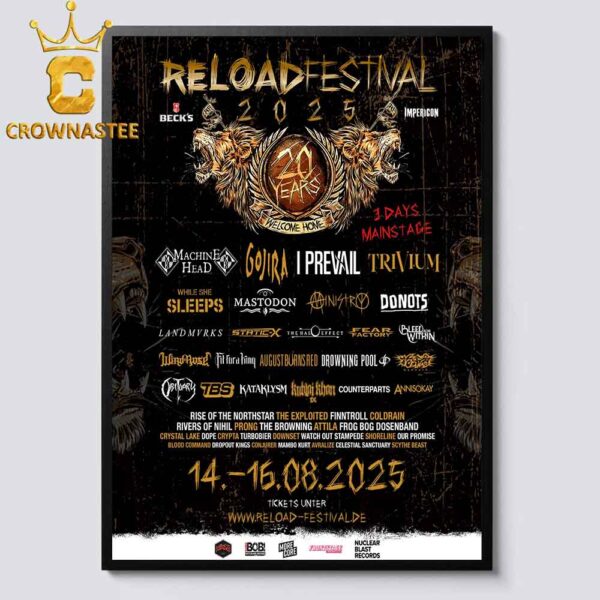 Reload Festival 2025 20 Years Welcome Home From 14 To 16 August Lineup Home Decor Poster Canvas