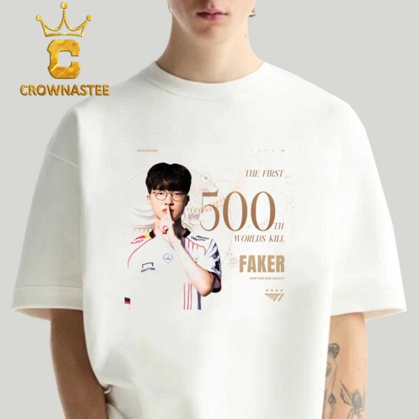 SKT T1 Faker Finals MVP League Of Legends Worlds 2024 Champions The First 500th Worlds Kill Classic T-Shirt