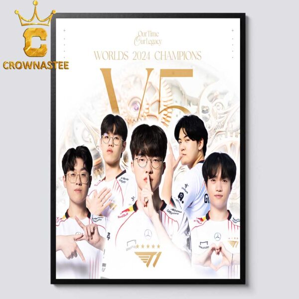 SKT T1 League Of Legends Worlds 2024 Champions Home Decor Poster Canvas