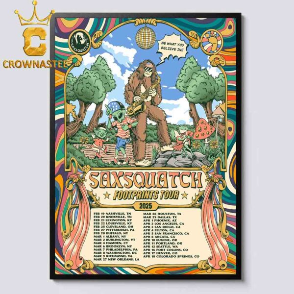 Saxsquatch Footprint 2025 Tour Dates Schedule Home Decor Poster Canvas