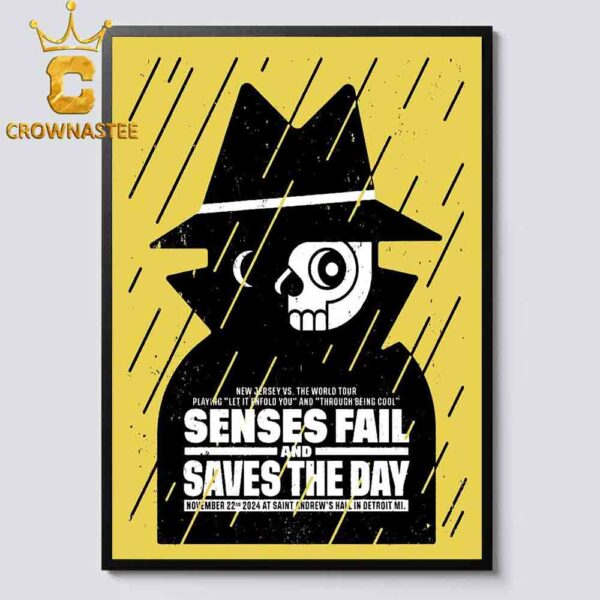 Senses Fail And Saves The Day Destroit  MI 2024 Saint Andrews Hall On November 22nd Home Decor Poster Canvas