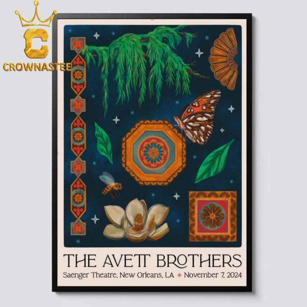 The Avett Brothers New Orleans LA 2024 Saenger Theatre On November 7th Home Decor Poster Canvas