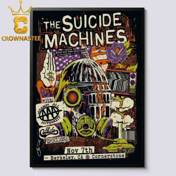 The Suicide Machines Berkeley CA 2024 Cornerstone On November 7th Home Decor Poster Canvas