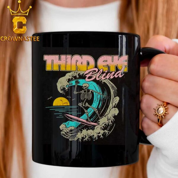 Third Eye Blind Summer God Tour 2024 Surfing Skeleton Ceramic Mug Cup