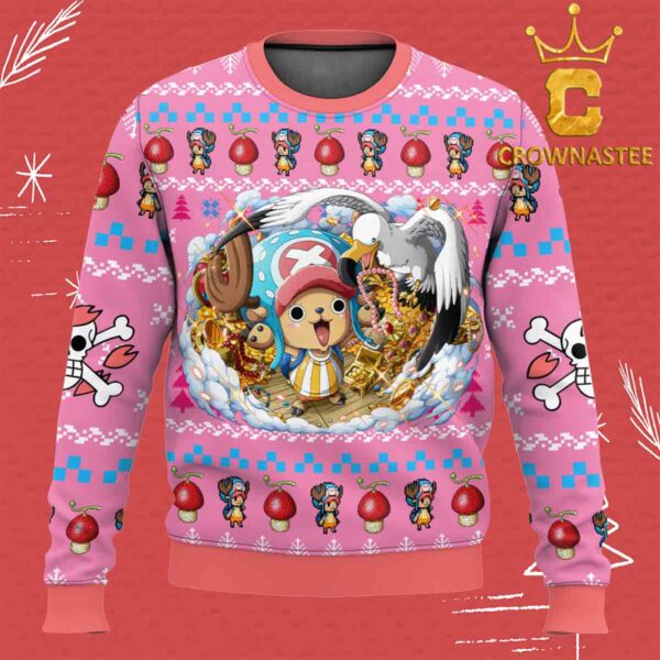 Tony Tony Chopper One Piece Christmas Hoiliday Pink Ugly Sweater