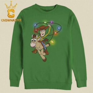 Toy Story Woody Christmas Light Lasso Disney Holiday Sweater Hoodie T-Shirt