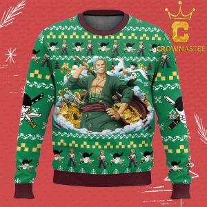 Zoro One Piece Christmas Holiday Green Ugly Sweater