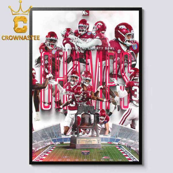 Arkansas Razorbacks Football 2024 Liberty Bowl Champions Home Decor Poster Canvas