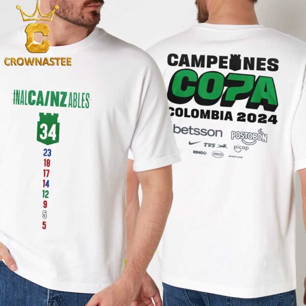 Atletico Nacional Camiseta Campeon Copa 2024 INALCA NZABLES 34 Veces Campeon Two Sided T-Shirt