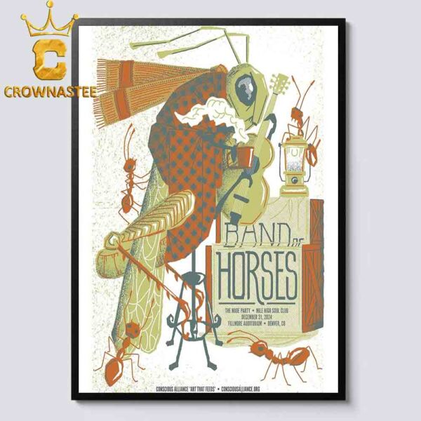 Band Of Horses Denver CO 2024 On December 31st Home Decor Poster Canvas