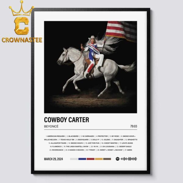 Beyonce Cowboy Carter Tracklist Home Decor Poster Canvas