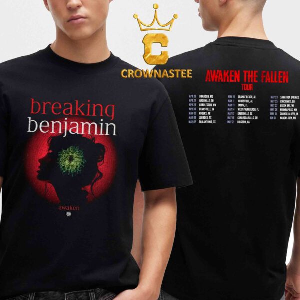 Breaking Benjamin Awaken The Fallen 2025 Tour Dates Two Sided T-Shirt