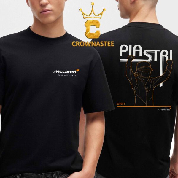 Celebrate Oscar Piastri McLaren Formula 1 Team 2024 Two Sided T-Shirt