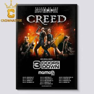 Creed Band With 3 Doors Down Return Of The Summer 99 North America 2025 Tour Home Decor Poster Canvas