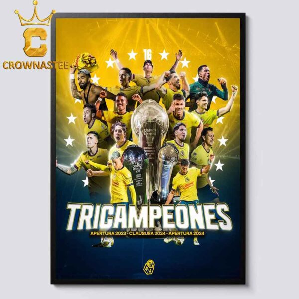 Club America Amor Eterno Grandes De Corazon Es Campeon Del Apertura 2024 Classic Home Decor Poster Canvas