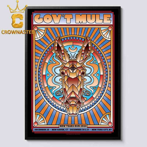 Govt Mule Celebrating 30 Years 2024 New Haven CT New York NY On December 28th 30th 31st Home Decor Poster Canvas