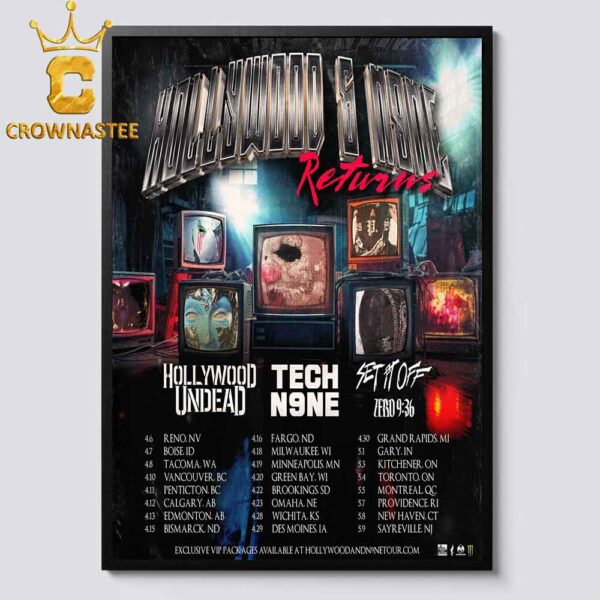 Hollywood Undead And Tech N9ne Set It Off Returns 2025 Tour Dates Schedule Home Decor Poster Canvas