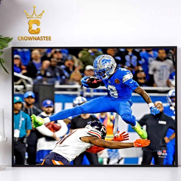 Jameson Williams Detroit Lions Unsigned Hurdle Photograph Home Decor Poster Canvas