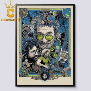 Jerry Garcia Grateful Dead Illustrative Legend Honoring A Music Legend 2024 Blue Version Home Decor Poster Canvas